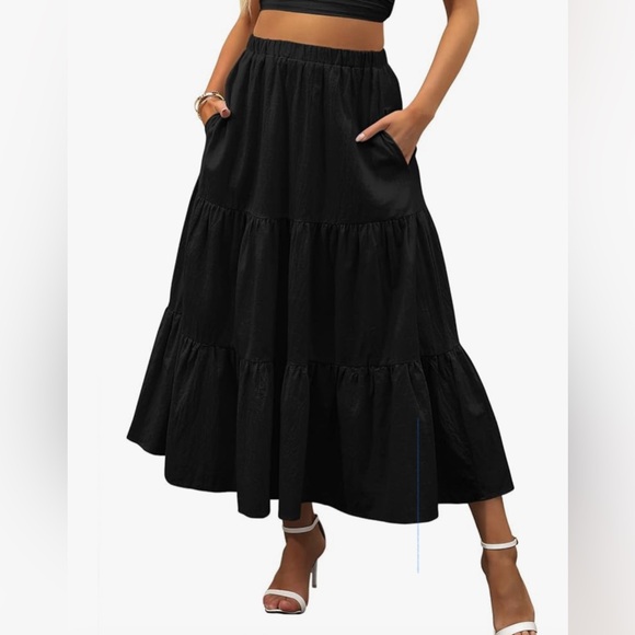 Anrabess Dresses & Skirts - ANRABESS Boho Flowy Swing Tiered A-Line Elastic Waistline Midi Skirt Size M NWT